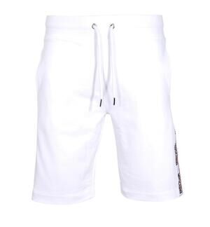 NEW MOSCHINO men's side stripe logo shorts in white